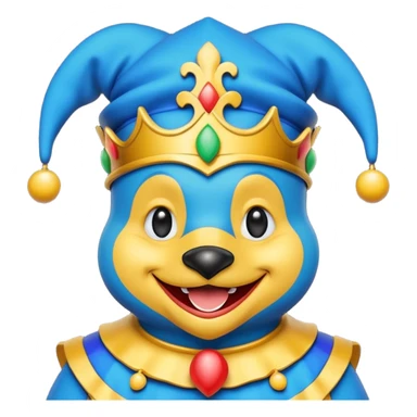 crazy colorful puppy penguin jolly joker, medieval, vintage, court jester, mac os icon, blue color sticker