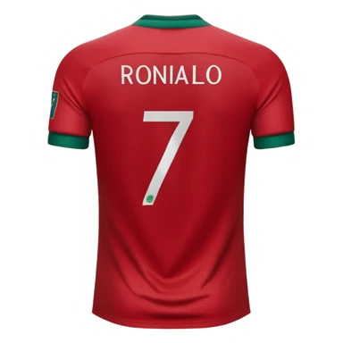 Create back side jersey of Portugal football team of red colour. Name "RONALDO" jersey no 7. sticker