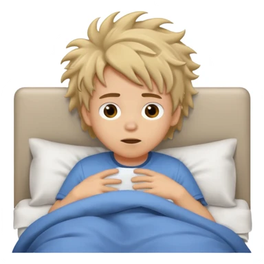 emoji- of a cute boy waking up in bed sticker