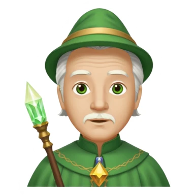 The Wizard from The Wizard of Oz with light skin, brown eyes, white hair, green outfit sticker