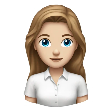 White girl with white shirt blue eyes and long brown hair sticker