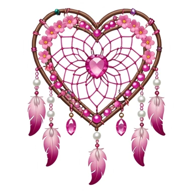 Sakura flower heart Cœur pastel suncatchers gemstones beadspearls crystals dreamcatcher sticker