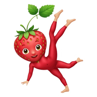Strawberry fruit stands on one leg when doing gymnastics sticker