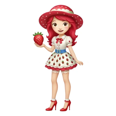 pretty and cute realistic modern day strawberry shortcake full body with high heels emoji sticker