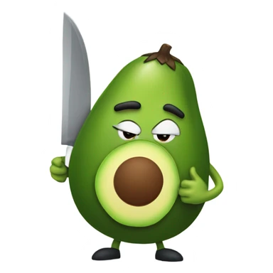 Angry avocado waving a knife sticker