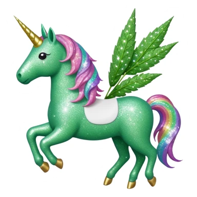 Weed leaf with a Glitter unicorn  sticker