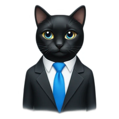 A black cat wearing a blue tie and black beanie  sticker