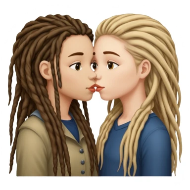 Two girls kissing one with dreads sticker