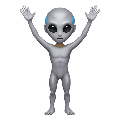 fullbody handsup gray alien rear frontview sticker