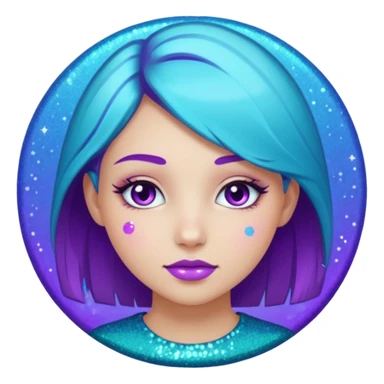 1 human girl Glitter purple and cian inner circle sticker