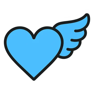Blue sky blue heart with an angel wing sticker