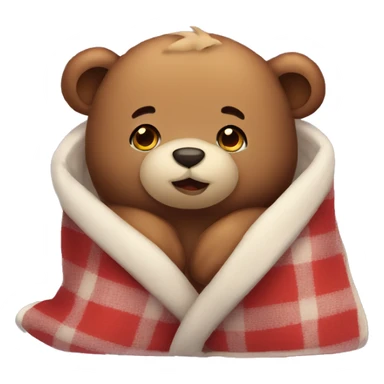 cute bear cozy in blanket sticker