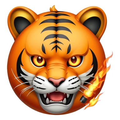 tiger face with bomb with burning fuse for Twitch emote sticker