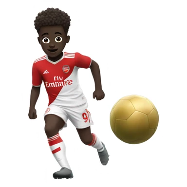 Cute, dribbling Bukayo Saka with arsenal uniform sticker