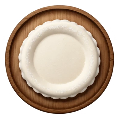 small sprinkles of flour on circular wooden plate sticker