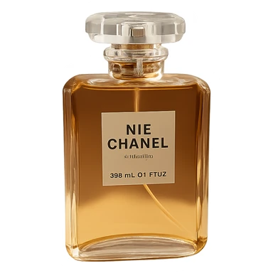 Remove the background, keep only the realistic Chanel perfume bottle with soft lighting, preserving glass details, on a transparent background. sticker