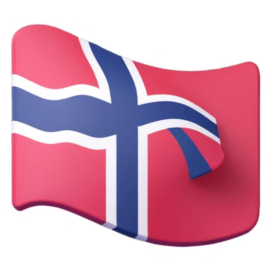 Norwegian flag of Norway stylized as a rounded square 3D icon, flat colors, no text, dimensional look sticker