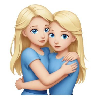 Two blonde girls with blue eyes hug each other sticker