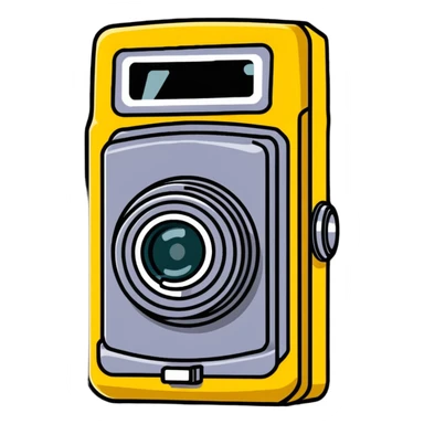 Vintage Kodak camera with yellow casing and lens sticker