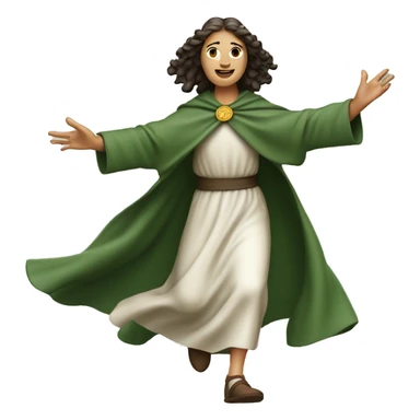 saint brigid running, with a large stride and arms outstretched sticker