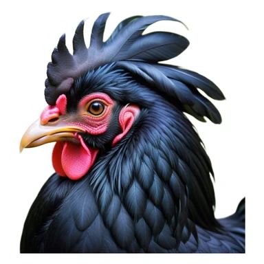 Meme-Worthy Cute Sleeping Black Rooster Portrait Emoji, Head resting peacefully with a contented smile, showcasing a robust build and a luxuriously soft pure black plumage, eyes shut in a serene, restful nap, Simplified yet hilariously adorable features, highly detailed, glowing with a soft, drowsy light, high shine, relaxed and utterly lovable, stylized with an air of playful laziness, bright and heartwarming, soft glowing outline, capturing the essence of a comically sleepy rooster, so meme-worthy it feels like it could instantly become the next viral sensation of adorable slumber! sticker
