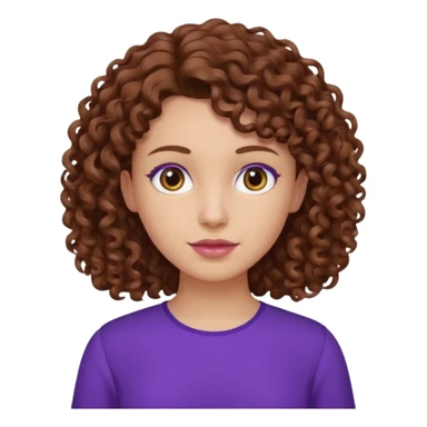 brown curly hair purple blouse sticker