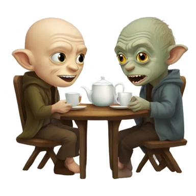 gollum and samwise having a cup of tea sticker