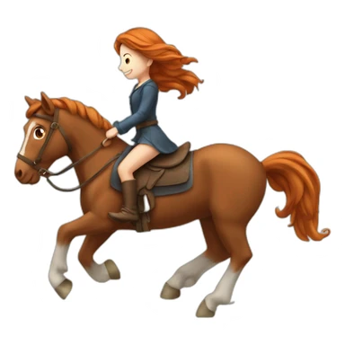 Fille rousse sur un cheval qui saute sticker