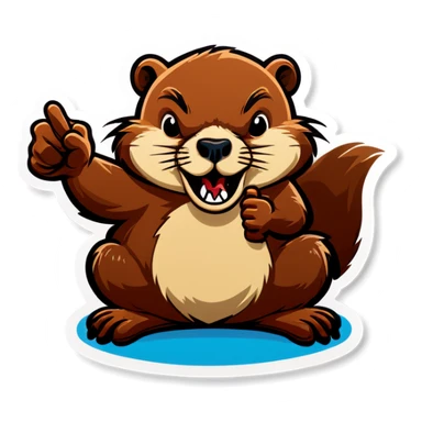 Beaver throwing up middle finger sticker