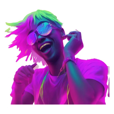 Rave party dancing neon smoking sticker