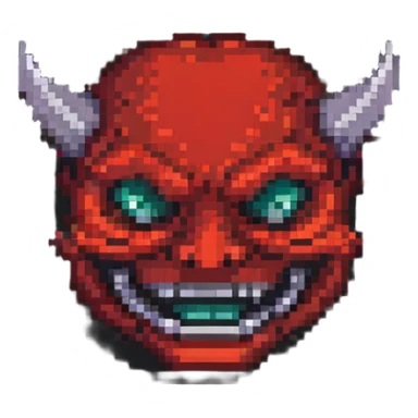 smiling red demon face sticker