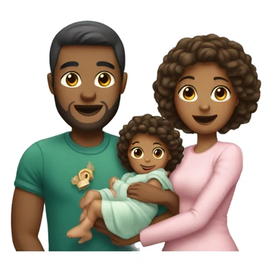 A couple with a Baby Girl on christmas sticker
