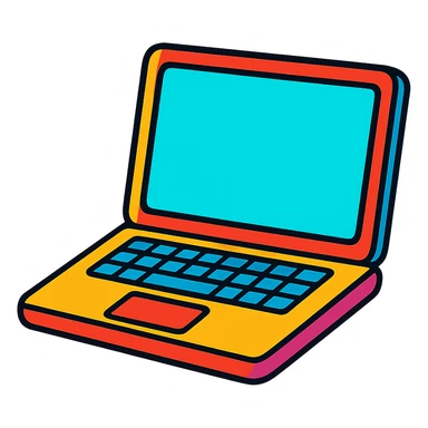 a laptop in vibrant toon style sticker