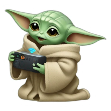  baby yoda holding wifi sticker