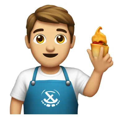 Un chico rubio con un embudo de cocina en la mano sticker