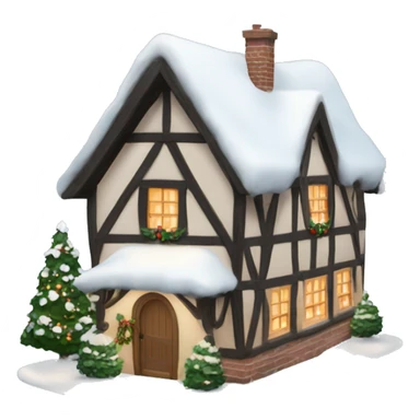 coquette style English Christmas cottage with snow sticker