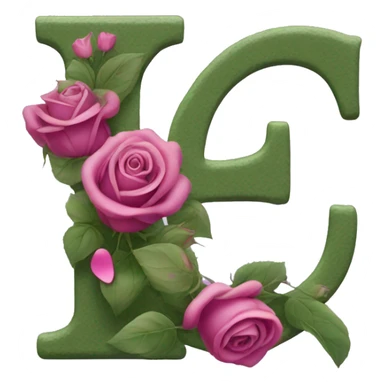 Letter R with roses and love hearts in purple sticker