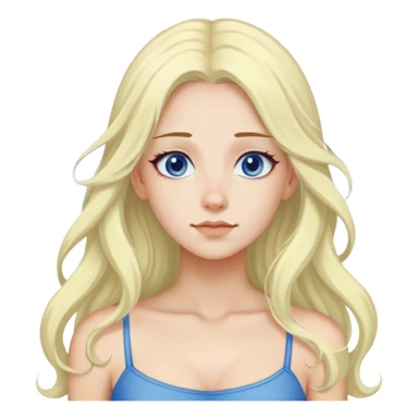 Woman’s shoulders clouds on top blonde long hair blue e sticker