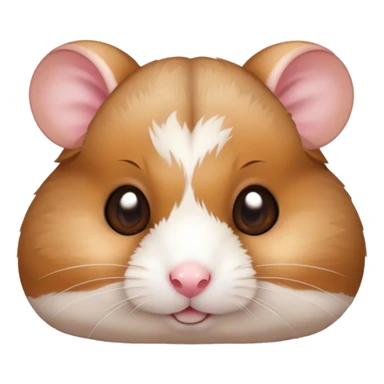 Cinematic Cute Brown and White Banded Hamster Portrait Emoji, Head tilted playfully and inquisitively, showcasing a fluffy fur with playful brown and white banded patterns, round, sparkling dark eyes filled with curiosity, Simplified yet irresistibly adorable features, highly detailed, glowing with a warm, friendly glow, high shine, affectionate and lively, stylized with a touch of whimsy, bright and endearing, soft glowing outline, capturing the essence of a mischievous yet loving hamster, so playful it feels like it could dash out of the screen and into your arms! sticker