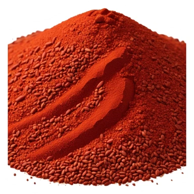 chili powder mound, deep crimson, fine and dry, uneven, scattered grains, matte texture, 3D clean style, transparent background, optimized for emoji size sticker