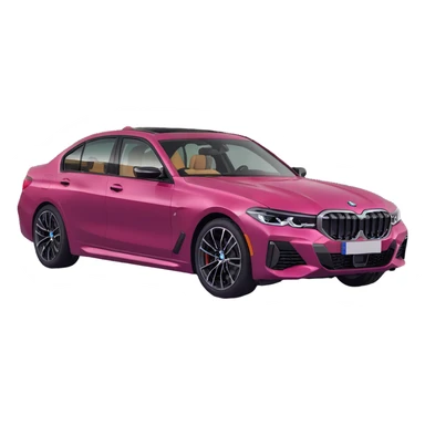 BMW G80 in wildberry color, 3D render style, transparent background sticker