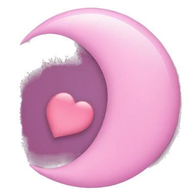 Pink crescent moon, with heart  sticker