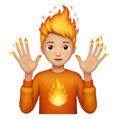 A boy with no hands fire instead made out of fire sticker