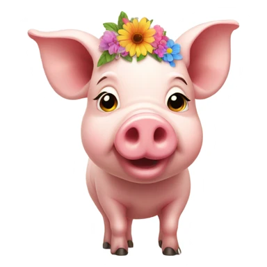 Pretty pig with flower on head sticker