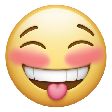 Make a grinning face with a blush and hearts in the eyes sticker