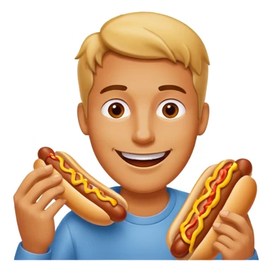 A man eating a chili-covered hot dog with delighted eyes.






















 sticker
