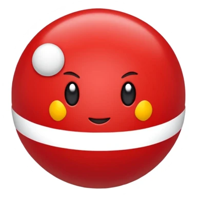 Uma pokébola redonda e simpática, vermelha em cima, branca embaixo, com uma faixa preta no meio e um botão branco central, com brilho suave e aparência limpa de emoji. sticker