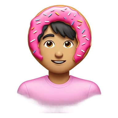 pink donut with black hairs on it sticker