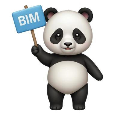 Panda con cartel que dice BIM BAM BUM sticker