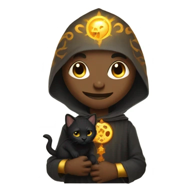 A sun warlock who has light skin and is holding a black kitten sticker